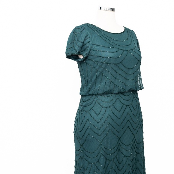 Adrianna Papell - Beaded Blouson Dolman-Sleeve Gown - Picture 6 of 12